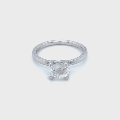 Sterling Silver Herkimer Diamond Quartz Freeform Dainty Solitaire Ring