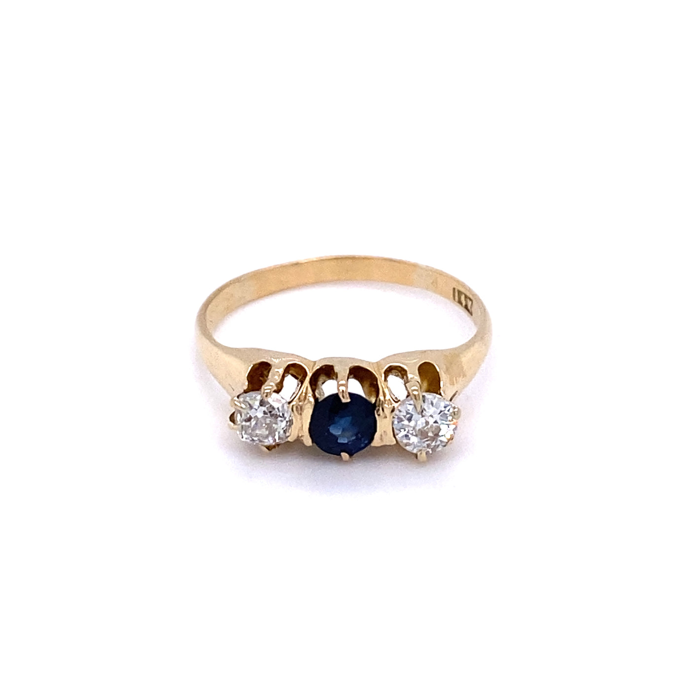 Estate Blue Sapphire and Old Mine Cut Diamond Ring