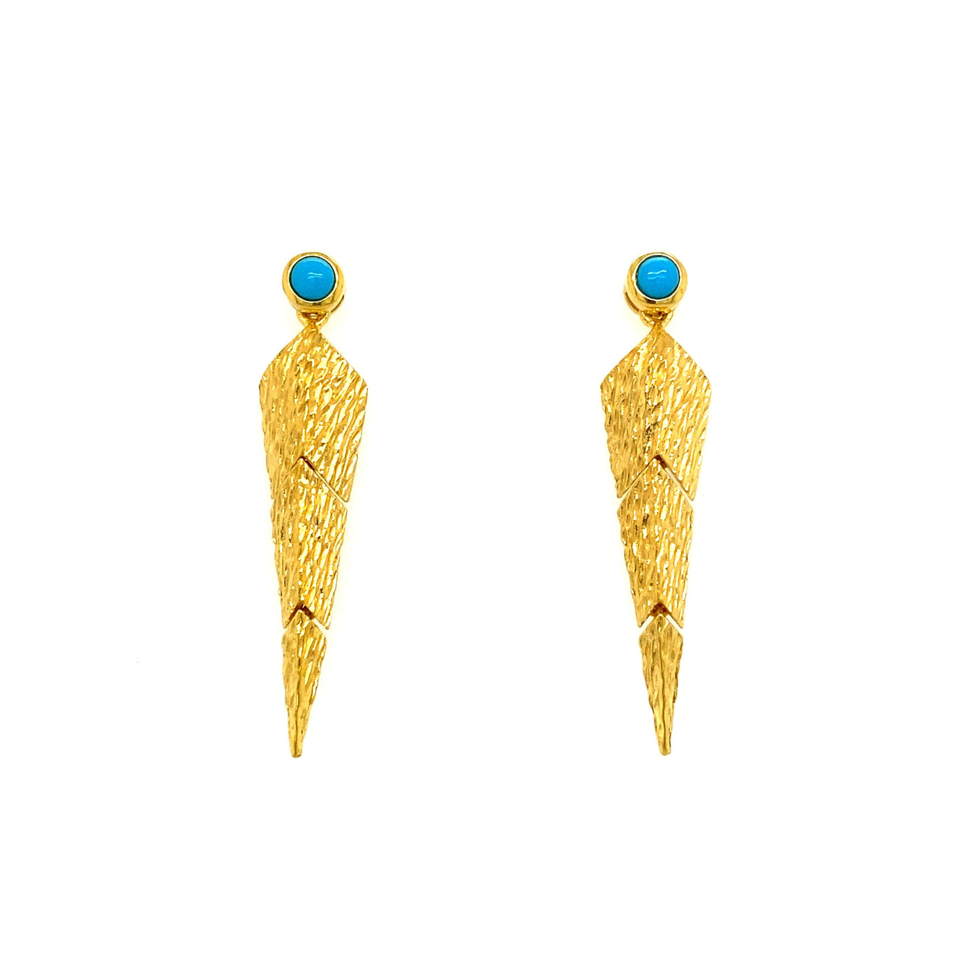 Gold Plated Cabochon Wing Earrings
