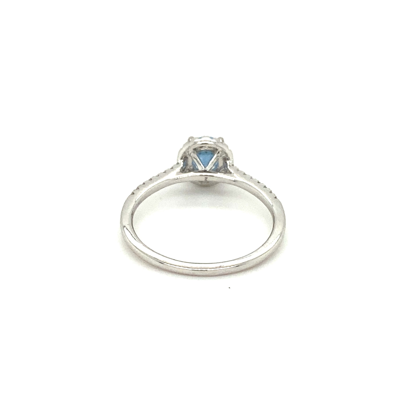 Brazilian Santamaria Aquamarine and Diamond Halo Ring