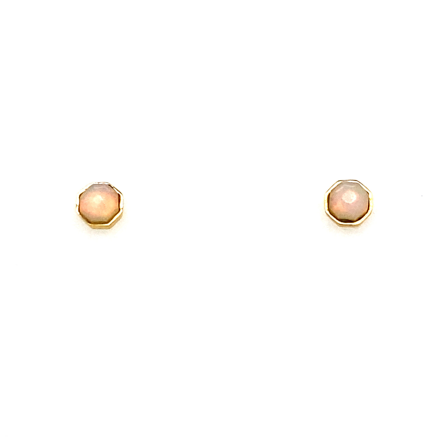 Gemstone Octagonal Stud Earrings
