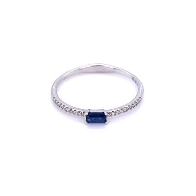 Baguette Blue Sapphire and Diamond Stacker