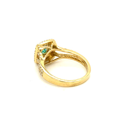 Asscher Cut Emerald and Diamond Double Halo Ring