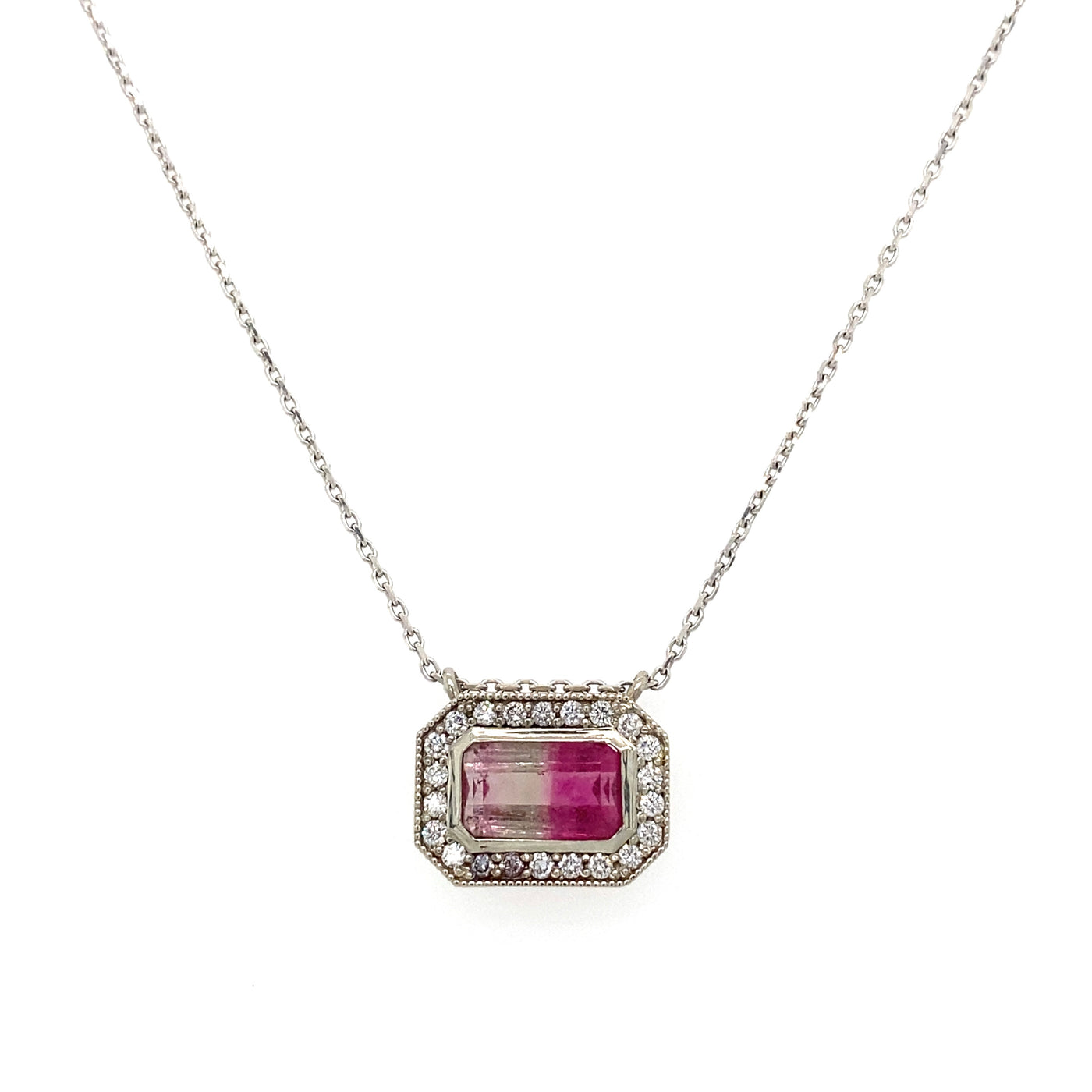 Bi-Color Tourmaline & Diamond Necklace