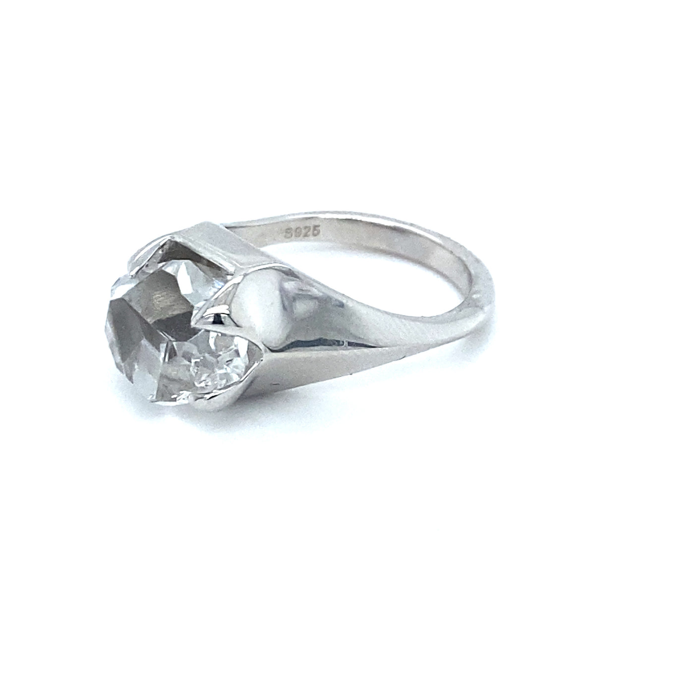 Sterling Silver Herkimer Diamond Quartz Freeform Large Solitaire Ring