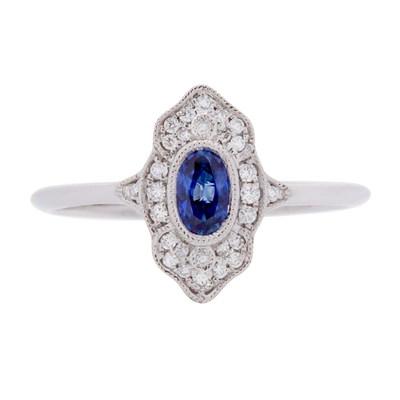 Sapphire Art Deco Inspired Ring