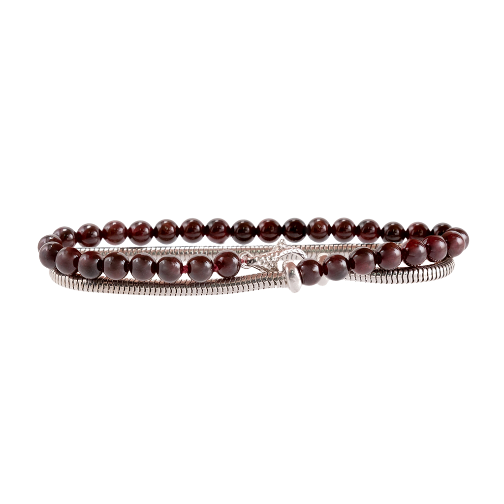 Gemstone Double-Wrap Snake Bracelet