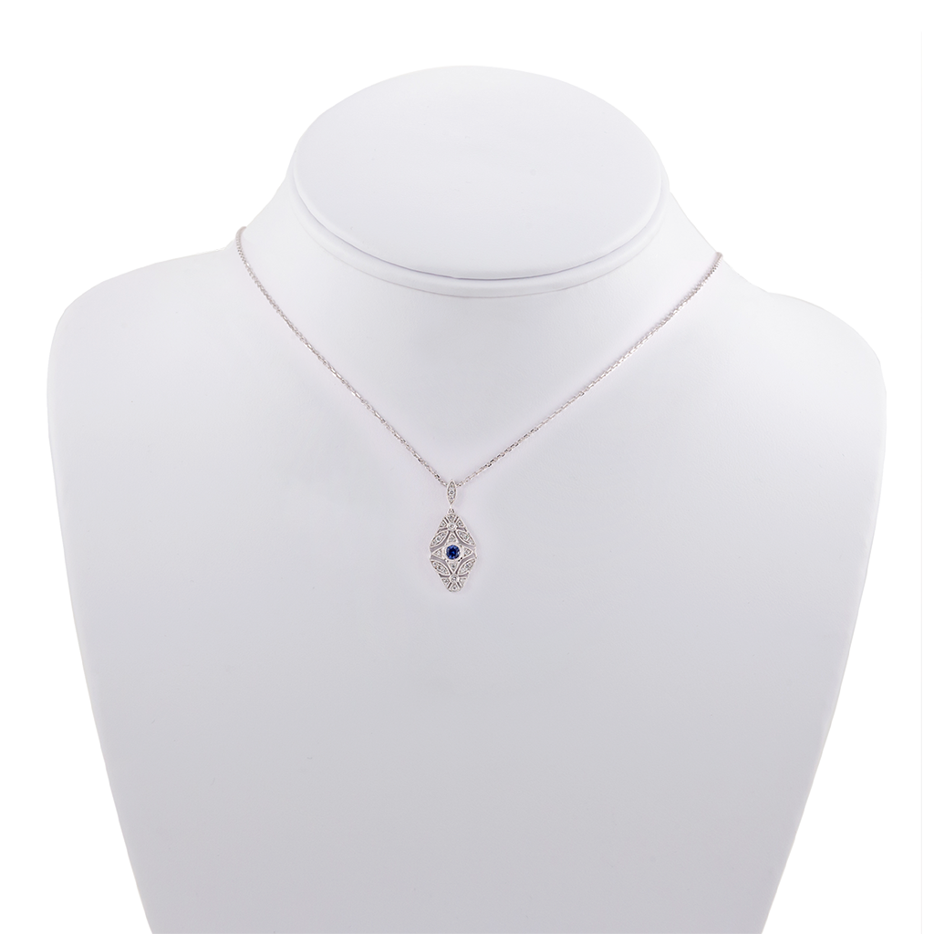 Sapphire and Diamond North-South Art Deco Necklace