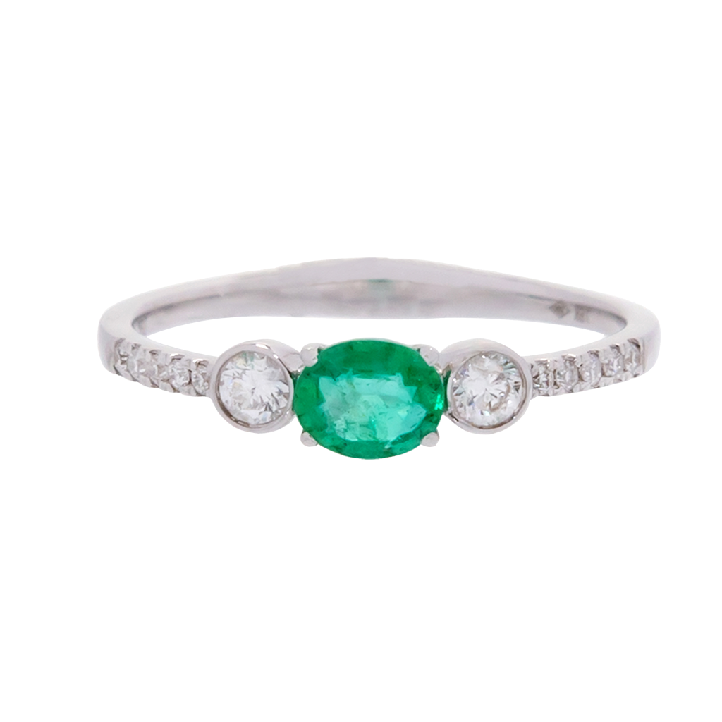 3-Stone Emerald and Diamond Ring