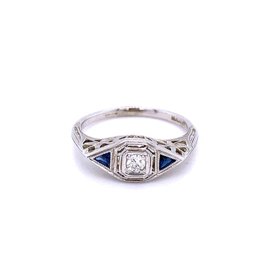Trillion Blue Sapphire and Diamond Ring
