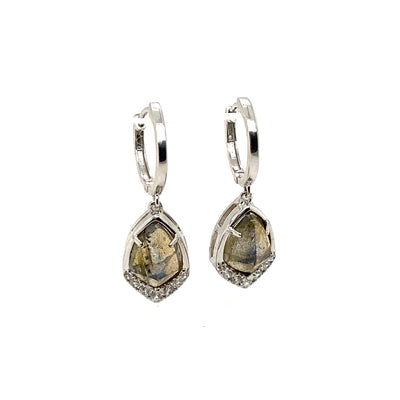 925 Gemstone Pear Drop Huggie Earrings