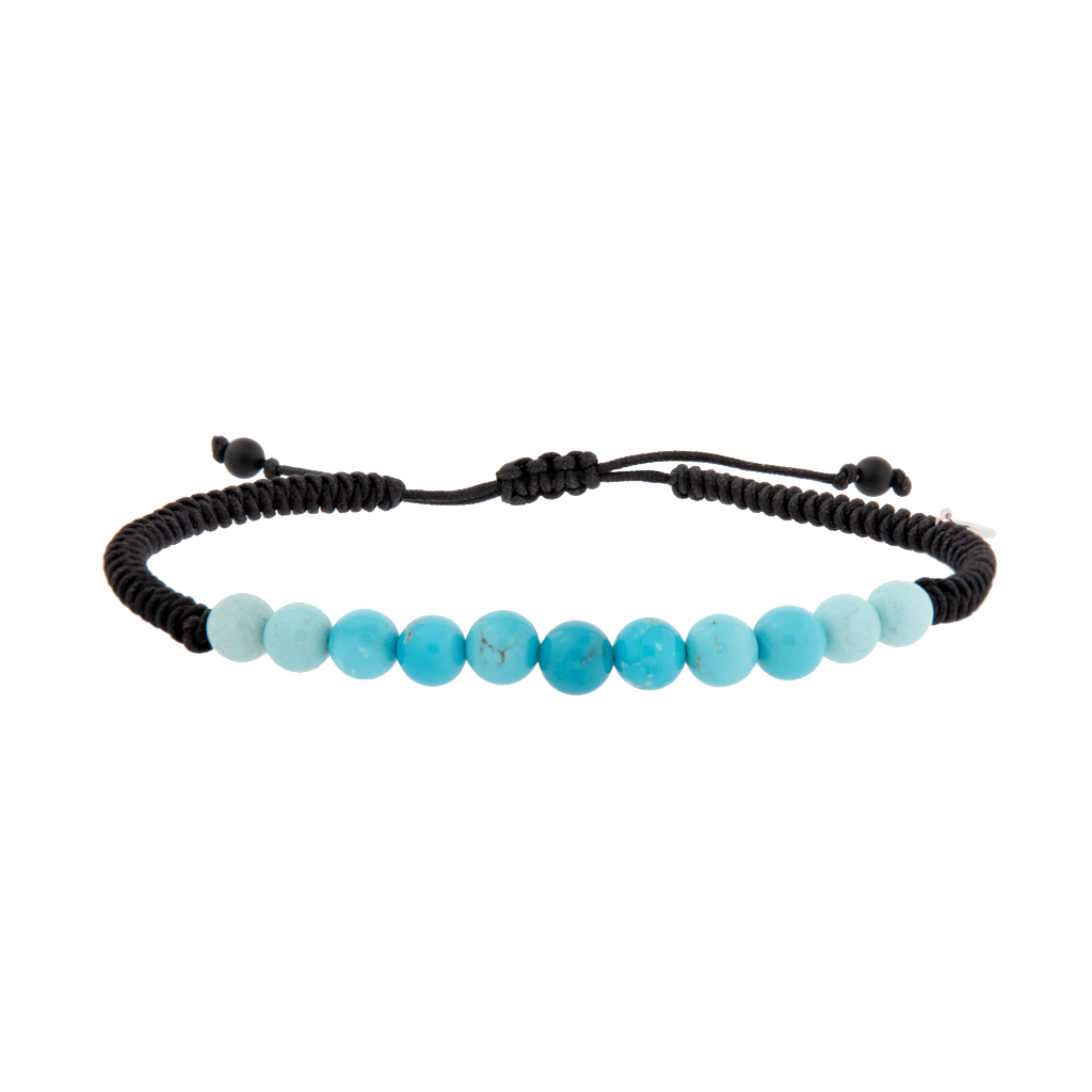 Turquoise Thick Black Cable Drawstring Bracelet