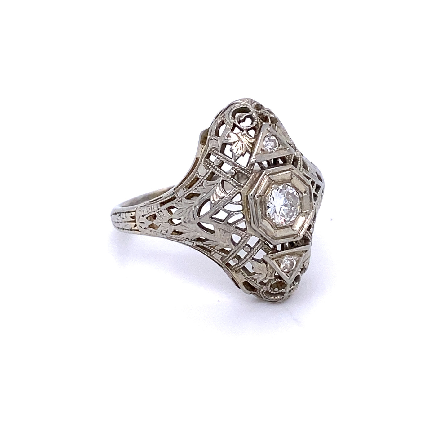 Edwardian Filigree Old European Diamond Ring