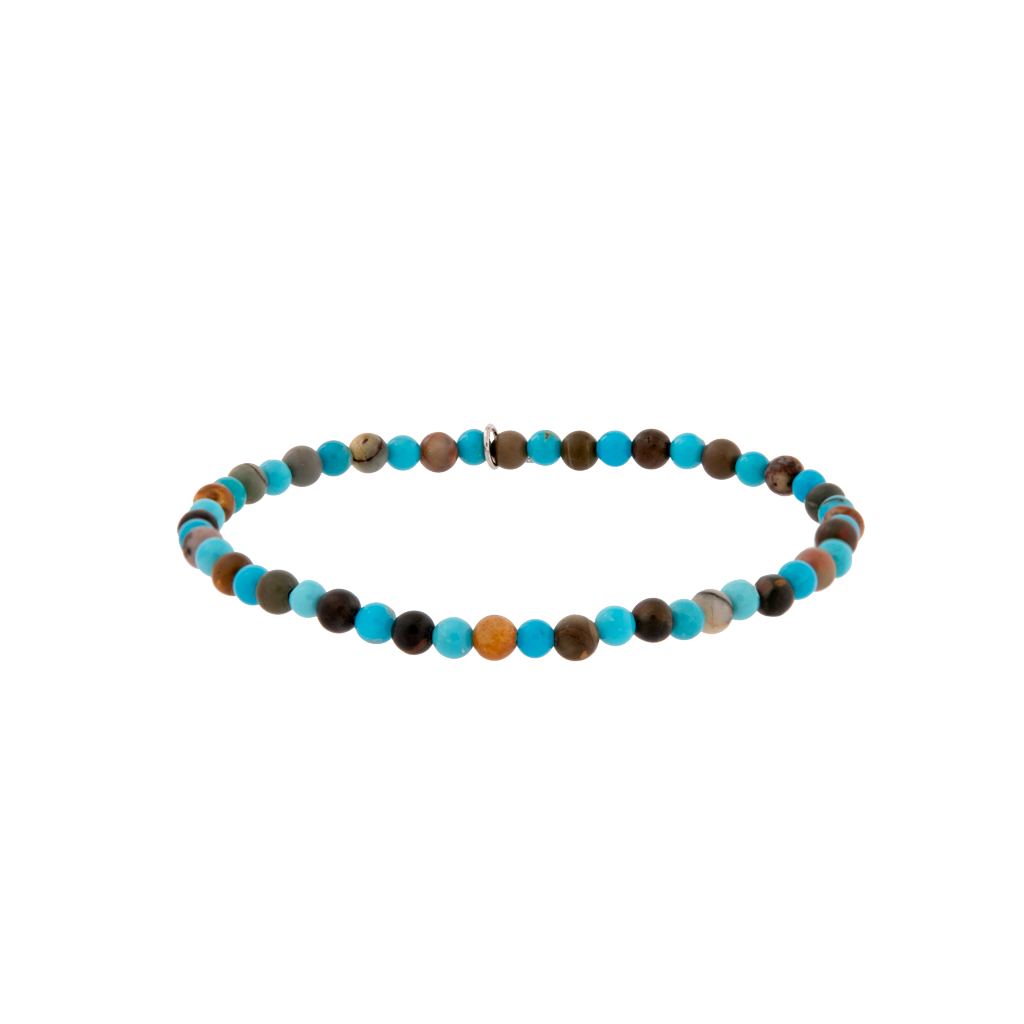 Beaded Turquoise and Picasso Jasper Alternating Stretch Bracelet