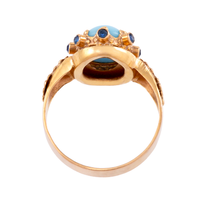 Victorian Turquoise & Sapphire Crown Ring
