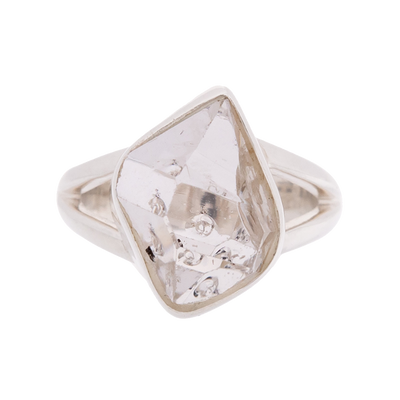 Herkimer Diamond Quartz Split Shank Ring