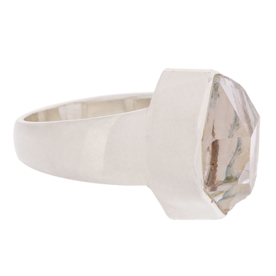 Herkimer Diamond Quartz Thick Band Ring