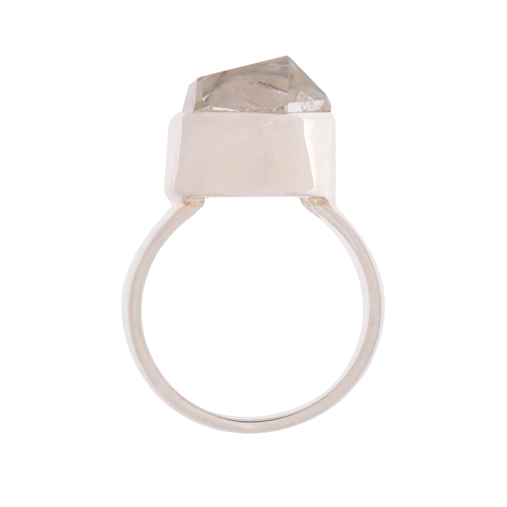 Herkimer Diamond Quartz Thick Band Ring