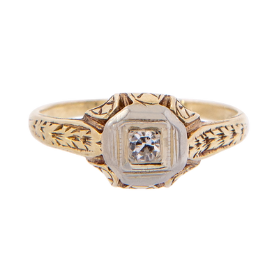 Two-Tone Art Deco Diamond Ring
