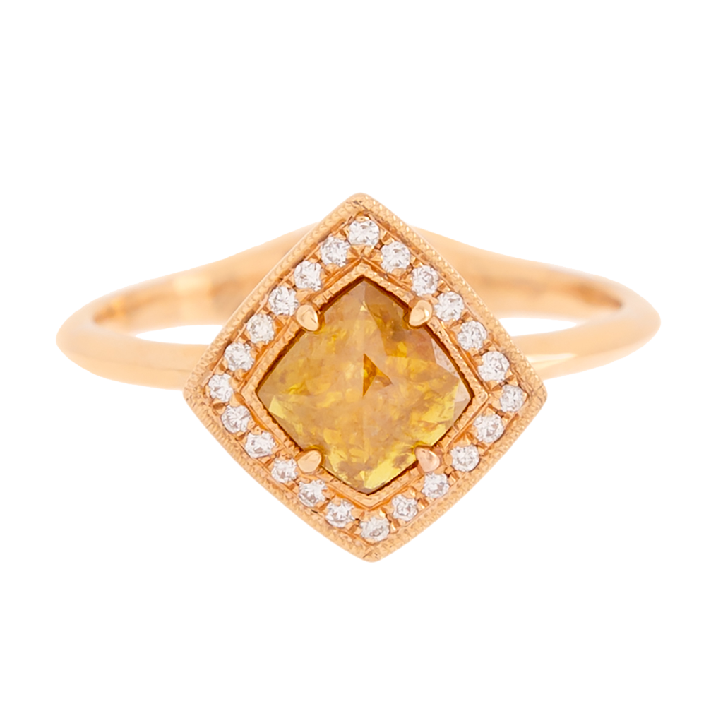 Rose Cut Yellow Diamond Ring