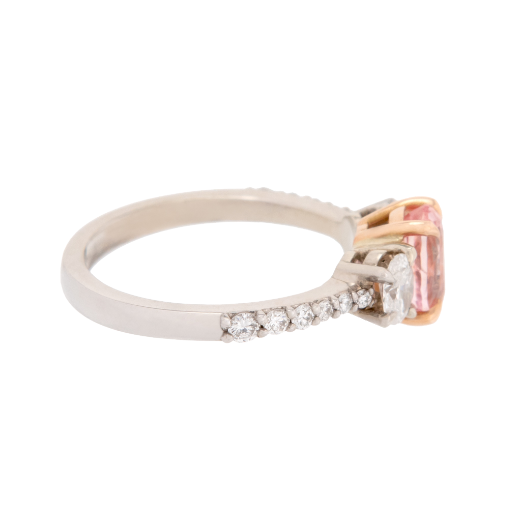 GIA Certified No Heat Padparadscha 3-Stone Ring