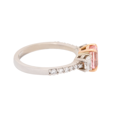 GIA Certified No Heat Padparadscha 3-Stone Ring