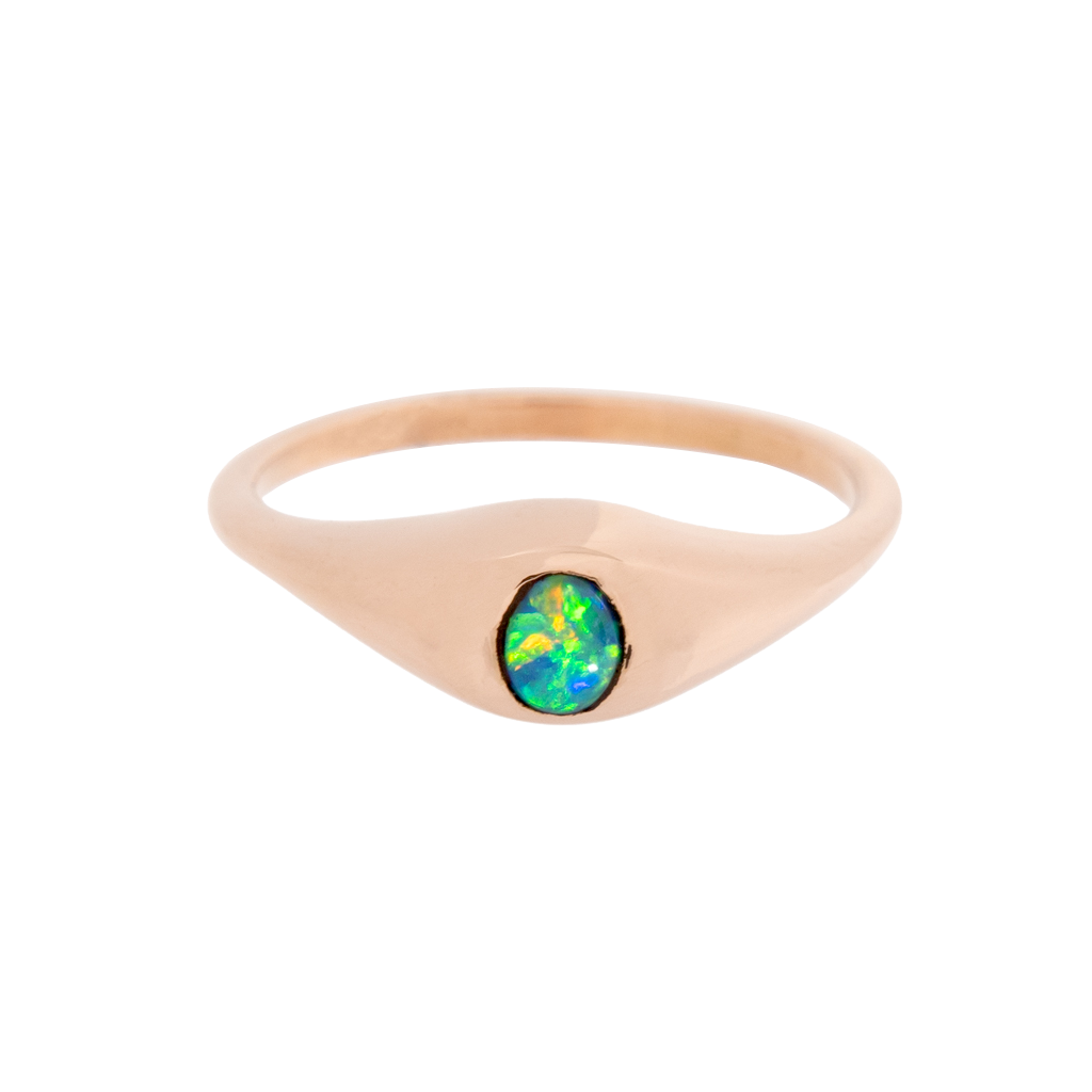 Lightning Ridge Black Opal Mini Signet Ring