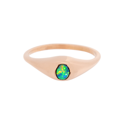 Lightning Ridge Black Opal Mini Signet Ring