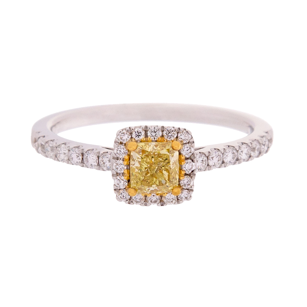 Princess Cut Fancy Yellow Diamond Ring