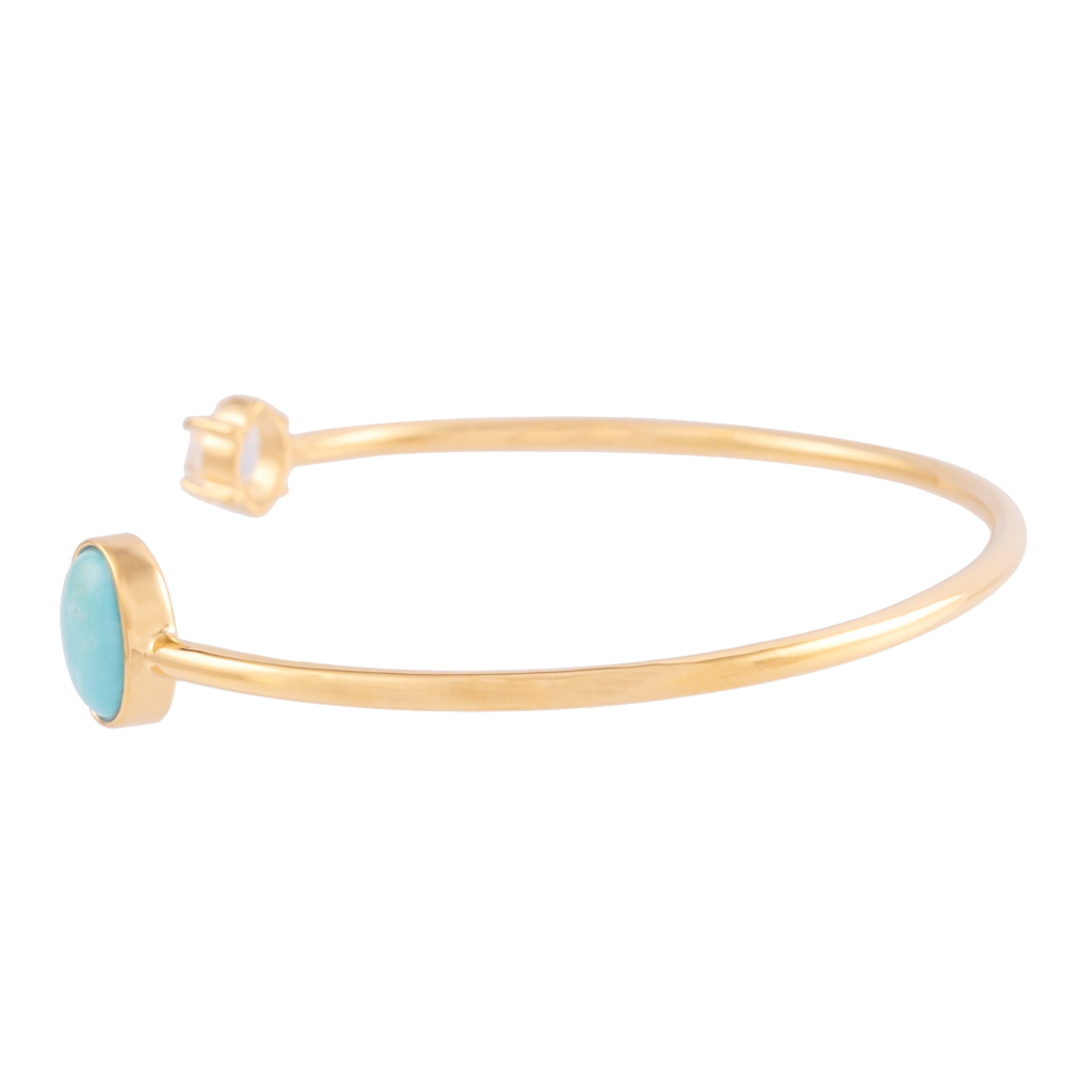 Signature Herkimer and Oval Turquoise Wire Bracelet