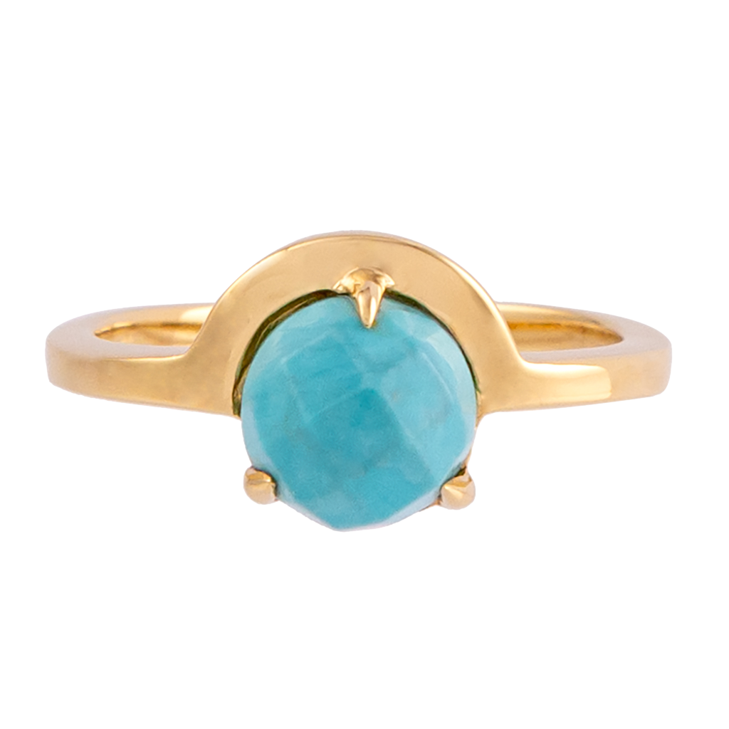 Faceted Turquoise Half Moon Ring