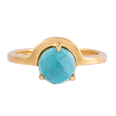Faceted Turquoise Half Moon Ring
