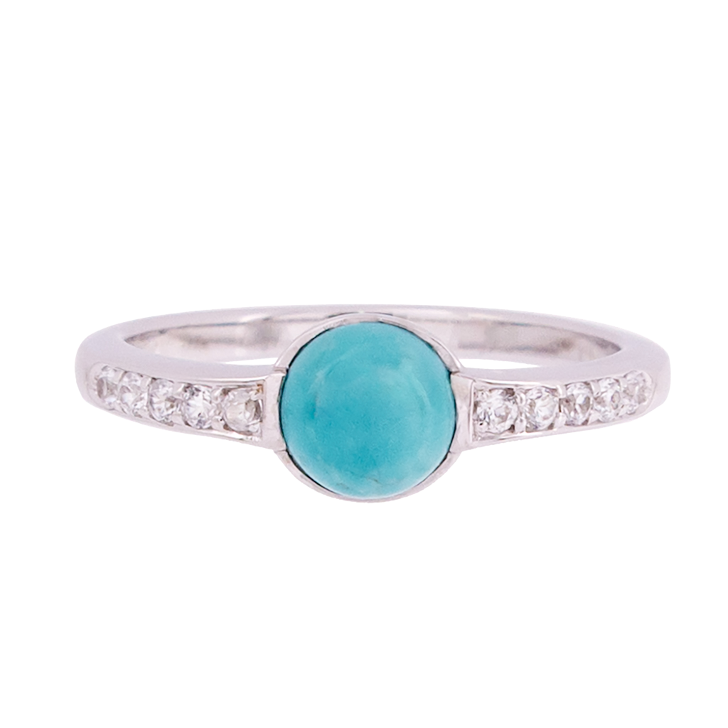 Turquoise and Zircon Ring