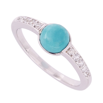 Turquoise and Zircon Ring