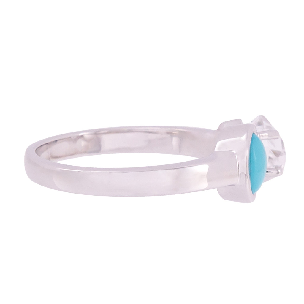 Signature Herkimer Diamond and Turquoise Oval Ring
