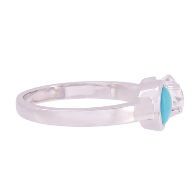 Signature Herkimer Diamond and Turquoise Oval Ring
