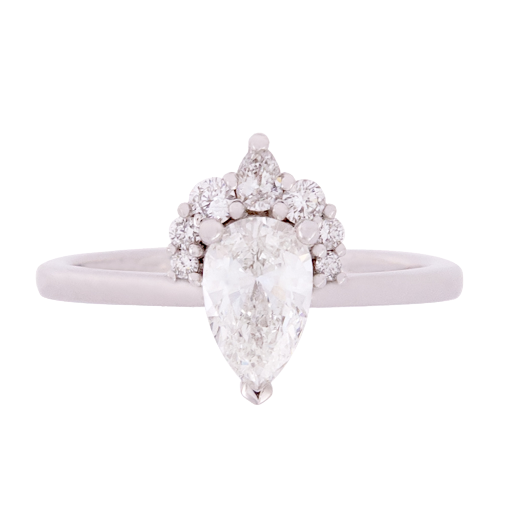 Pear Diamond With Diamond Half Halo Ring