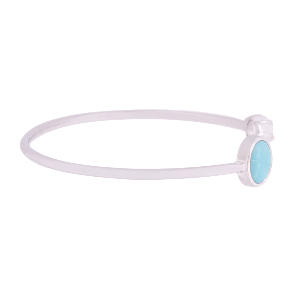 Signature Herkimer and Oval Turquoise Wire Bracelet