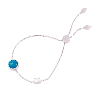 Constellation Round Turquoise and Herkimer Bolo Bracelet