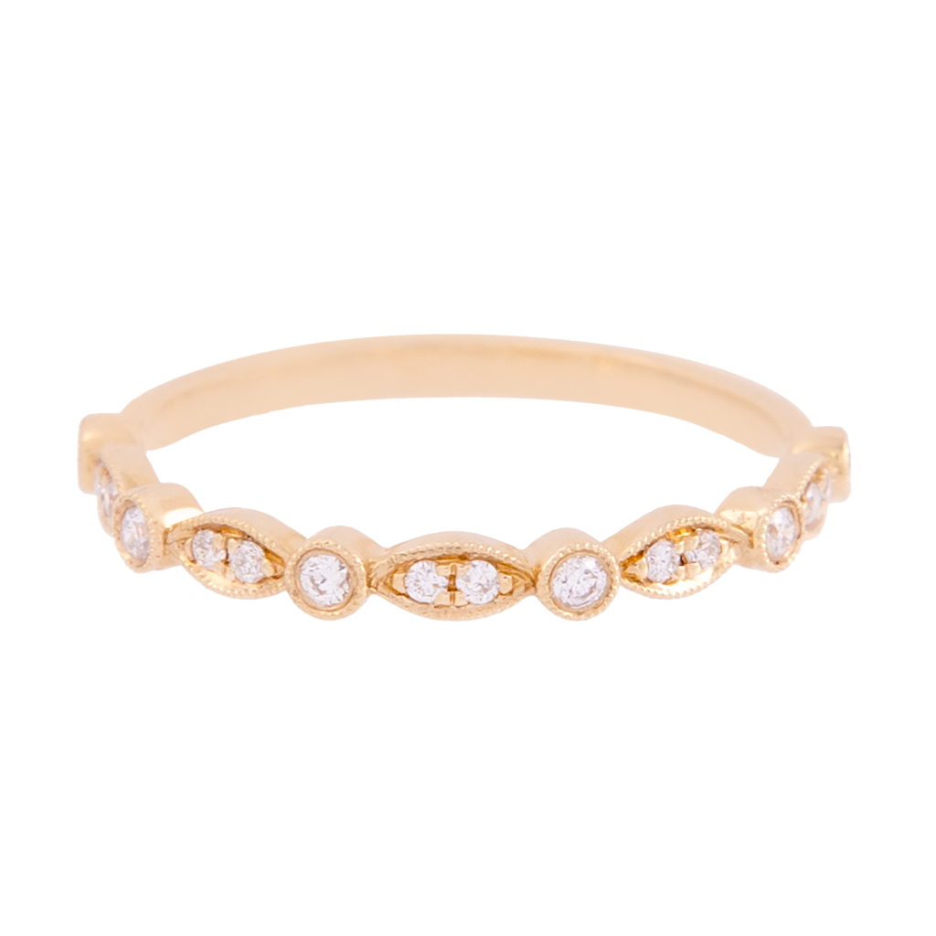 Yellow Gold Marquise and Round Diamond Band