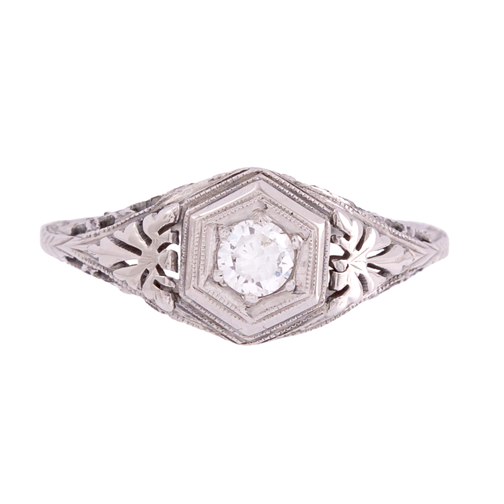 Vintage Diamond Ring in Hexagon Setting