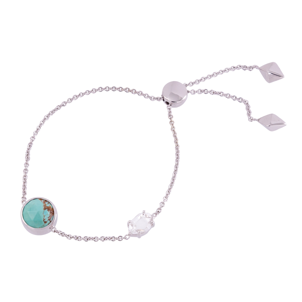 Constellation Round Turquoise and Herkimer Bolo Bracelet