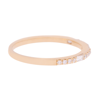 Yellow Gold Round & Baguette Diamond Band