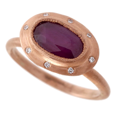 Carved Ruby & Diamond Ring