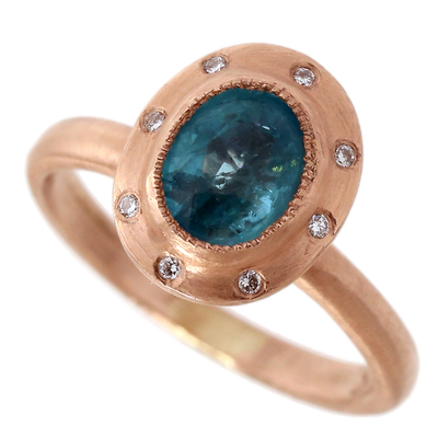 Neon Apatite & Diamond Ring