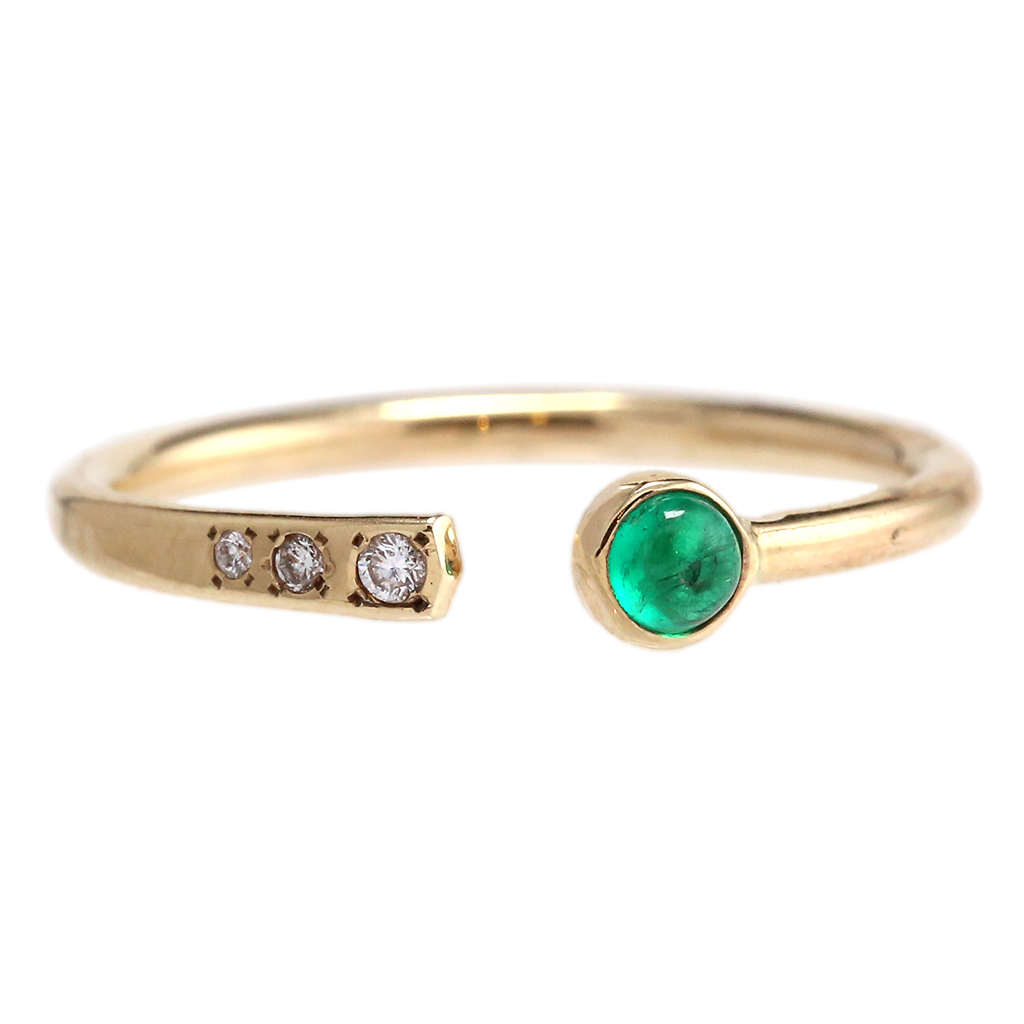 Dainty Colombian Emerald & Diamond Negative Space Ring