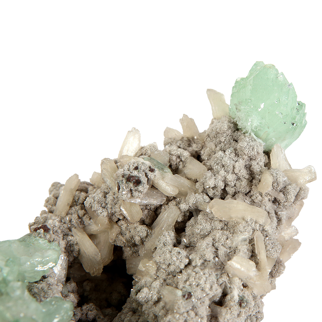 Green Apophyllite with Stilbite on Matrix