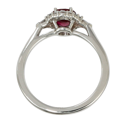 AGL Certified Ruby Ring with Diamond Halo