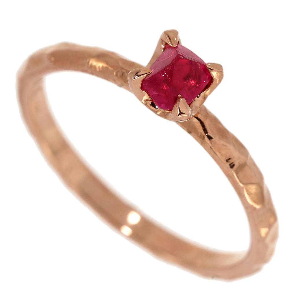 Dainty Red Spinel Crystal Ring