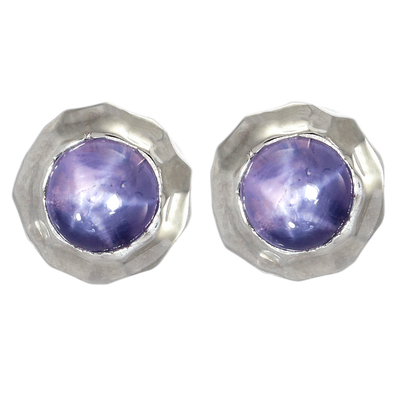 Hammered Purple Star Sapphire Studs